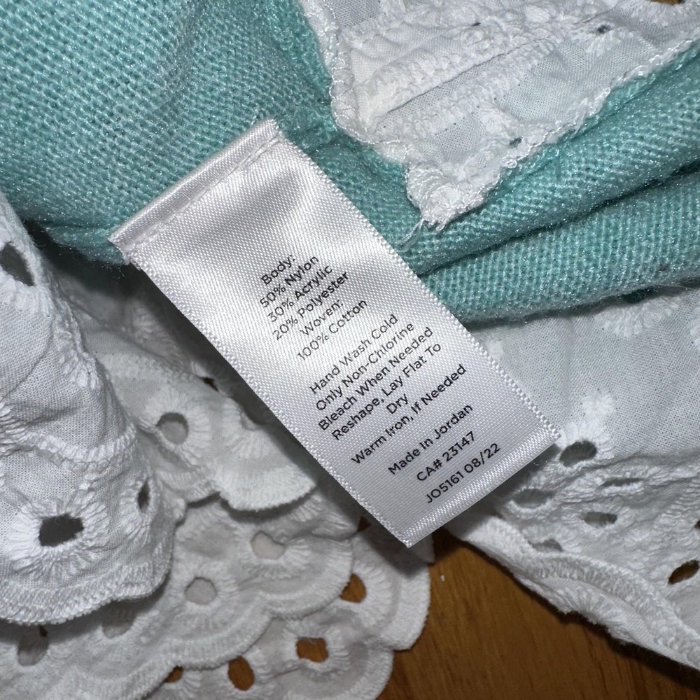Talbots Sweater S Blue Mock Neck Eyelet Hem Pullover Lagenlook Layered Coastal - Picture 5 of 7
